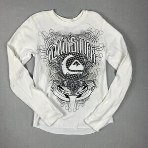 Vintage Y2K Quiksilver Shirt Womens Large Thermal Waffle Knit Long Sleeve Skater